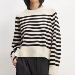 Everlane Boxy Cashmere Crew in Bone/Black